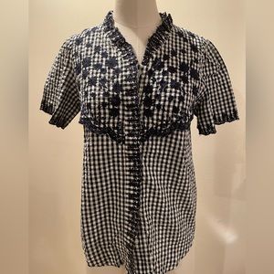 Jcrew ghingham top with embroidered yoke